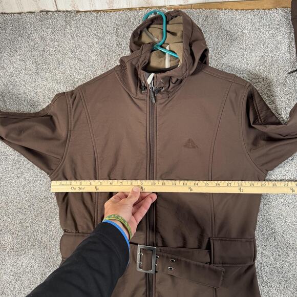 Nike ACG Jacket Womens Large Brown Softshell Hooded Belted Long Fleece Lined - Picture 7 of 16